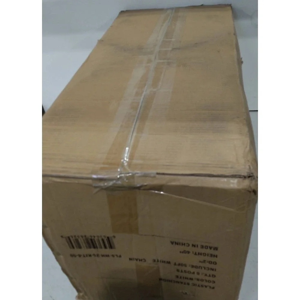 (17)Line Plastic Stanchion White 2.5 Inch Diameter with 50 Foot Chain 6pack